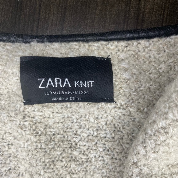 Zara Open Midi Faux Leather Lined Beige Cardigan Women’s Size Medium - Picture 7 of 7